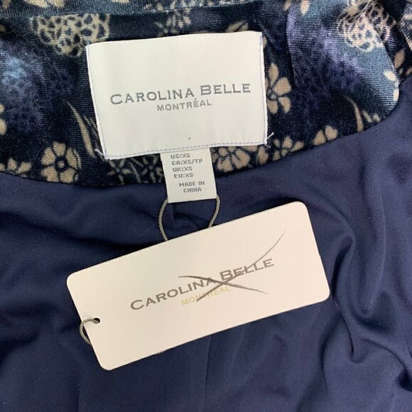 Carolina Belle Blazer Size XS Blue Velvet Floral NWT - Picture 2 of 11